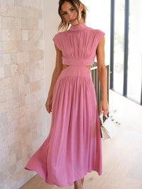 Cutout Mock Neck Sleeveless Ruched Dress Sleeveless dress Luxurious Weddings