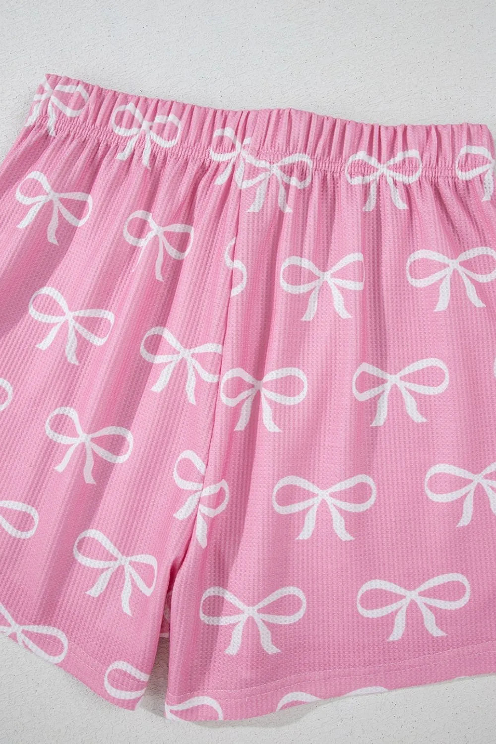 Bowknot Printed Notched T-Shirt and Shorts Set sleepwear Luxurious Weddings