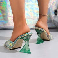 Contrast Peep Toe Mid Heels Sandals High Heels Luxurious Weddings
