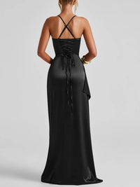 Slit Crisscross Back Maxi Cami Dress Formal Dress Luxurious Weddings