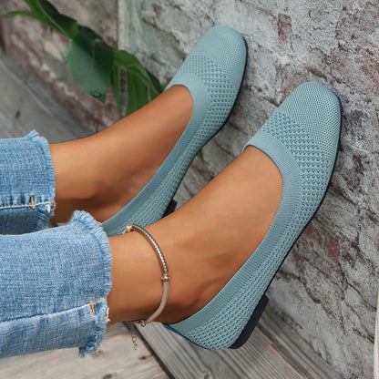 Square Toe Solid Color Mesh Slip-Ons flats Luxurious Weddings