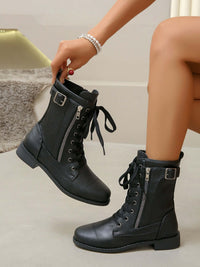 PU Leather Lace-Up Boots boots Luxurious Weddings