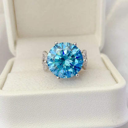 10 Carat Moissanite 925 Sterling Silver Ring Luxurious Weddings