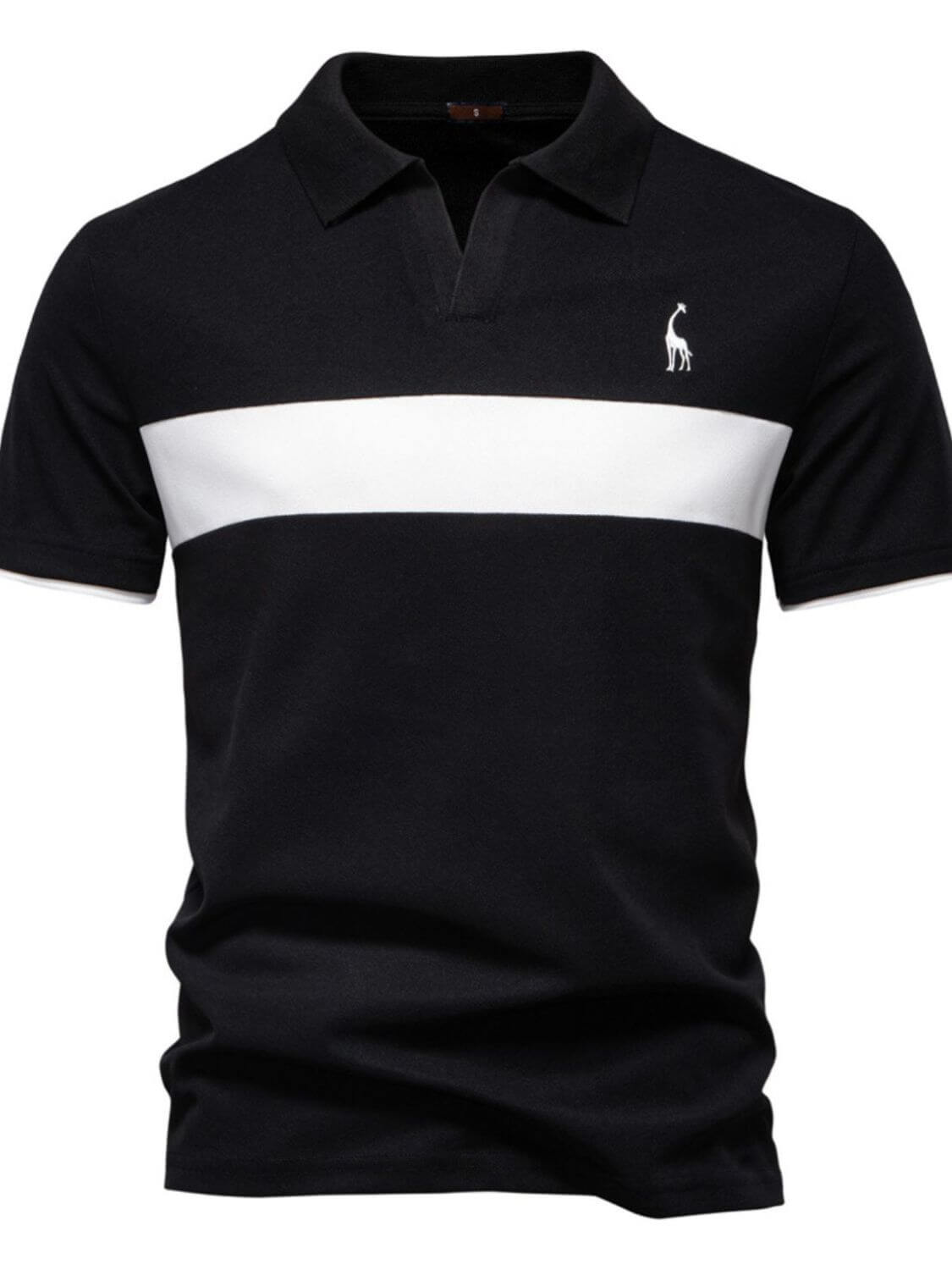 Men's Giraffe Embroidered Collared Neck Contrast Polo Men's Polos Luxurious Weddings