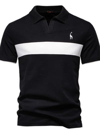 Men's Giraffe Embroidered Collared Neck Contrast Polo Men's Polos Luxurious Weddings