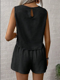 Round Neck Sleeveless Top and Shorts Set Matching Sets Luxurious Weddings