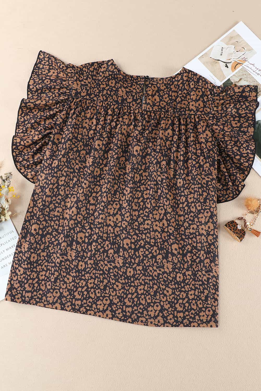 Plus Size Printed Smocked Butterfly Sleeve Blouse Luxurious Weddings