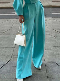 Solid Color Lapel Short Jacket & High Waist Pants Suit suits set Luxurious Weddings