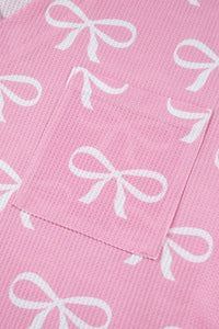 Bowknot Printed Notched T-Shirt and Shorts Set sleepwear Luxurious Weddings