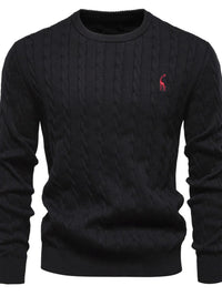 Men's Cable-Knit Round Neck Long Sleeve Sweater Sweatshirts Luxurious Weddings