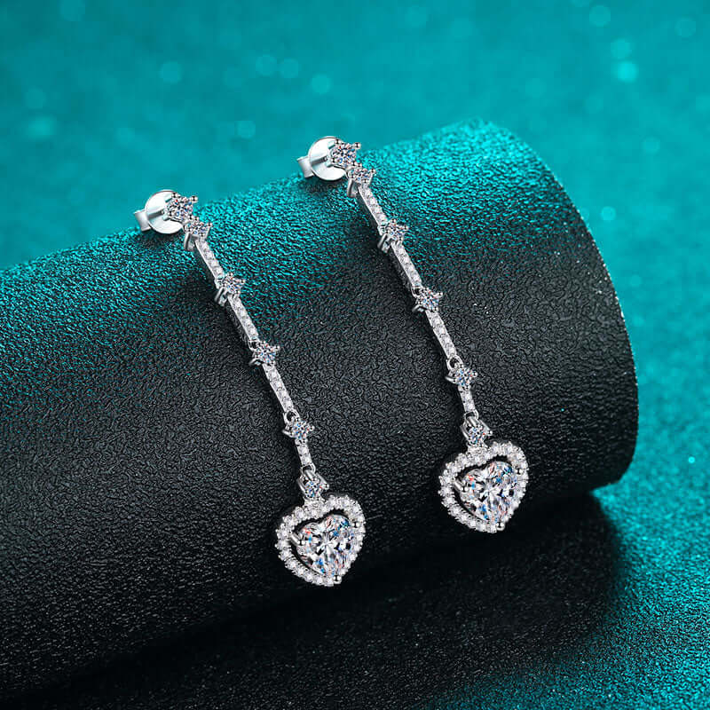2 Carat Moissanite Zircon 925 Sterling Silver Heart Earrings Earrings Luxurious Weddings