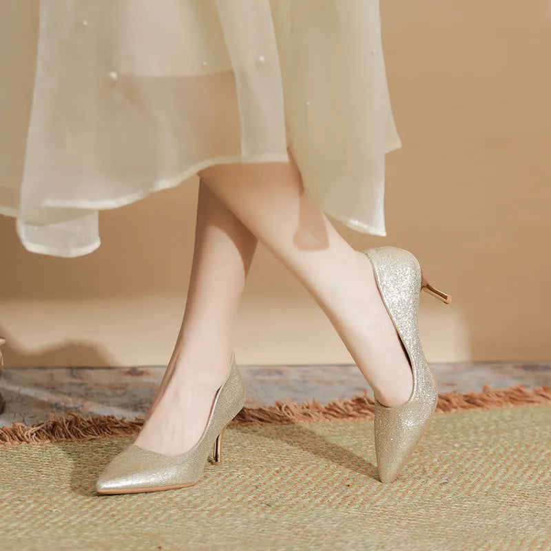 Point Toe Kitten Heels Pumps Bridal Shoes Luxurious Weddings