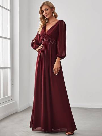 Floor Length Long Lantern Sleeves Formal Dresses Evening Dress Luxurious Weddings