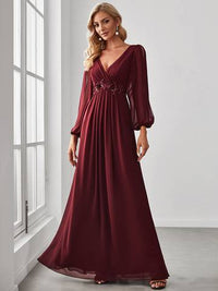 Floor Length Long Lantern Sleeves Formal Dresses Evening Dress Luxurious Weddings