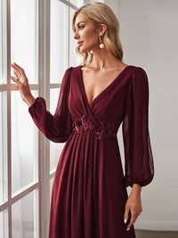 Floor Length Long Lantern Sleeves Formal Dresses Evening Dress Luxurious Weddings