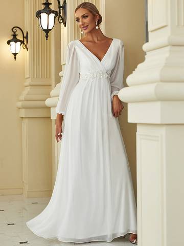 Floor Length Long Lantern Sleeves Formal Dresses Evening Dress Luxurious Weddings