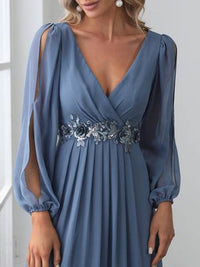 Floor Length Long Lantern Sleeves Formal Dresses Evening Dress Luxurious Weddings