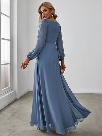 Floor Length Long Lantern Sleeves Formal Dresses Evening Dress Luxurious Weddings
