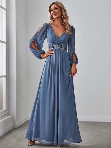 Floor Length Long Lantern Sleeves Formal Dresses Evening Dress Luxurious Weddings