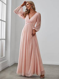 Floor Length Long Lantern Sleeves Formal Dresses Evening Dress Luxurious Weddings