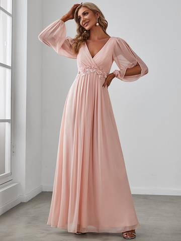 Floor Length Long Lantern Sleeves Formal Dresses Evening Dress Luxurious Weddings