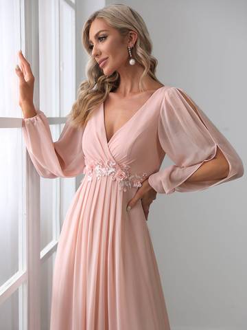 Floor Length Long Lantern Sleeves Formal Dresses Evening Dress Luxurious Weddings