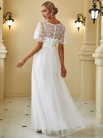 Sequin Print Floor-length Evening Dresses with Cap Sleeve Bridesmaid Dresses Luxurious Weddings
