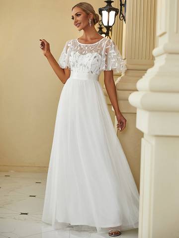 Sequin Print Floor-length Evening Dresses with Cap Sleeve Bridesmaid Dresses Luxurious Weddings