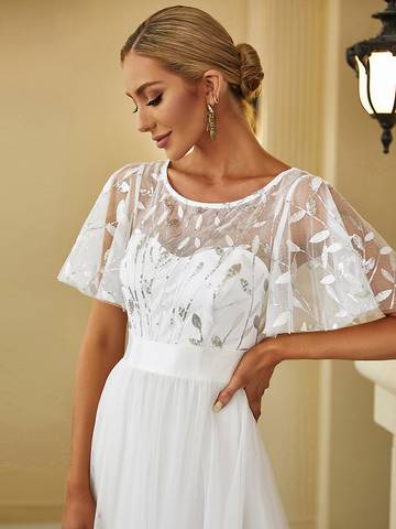 Sequin Print Floor-length Evening Dresses with Cap Sleeve Bridesmaid Dresses Luxurious Weddings