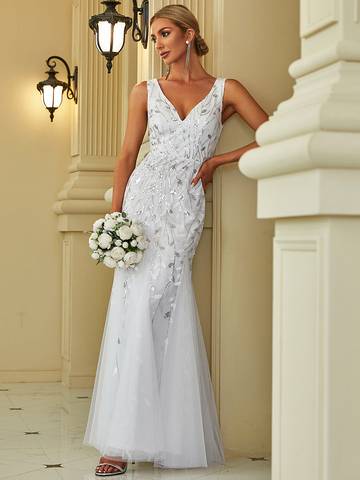 Classic Fishtail Sequin Evening Dresses for Women Dresses Luxurious Weddings
