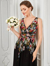Double V-Neck Elegant Maxi Long Evening Dresses Evening Dress Luxurious Weddings