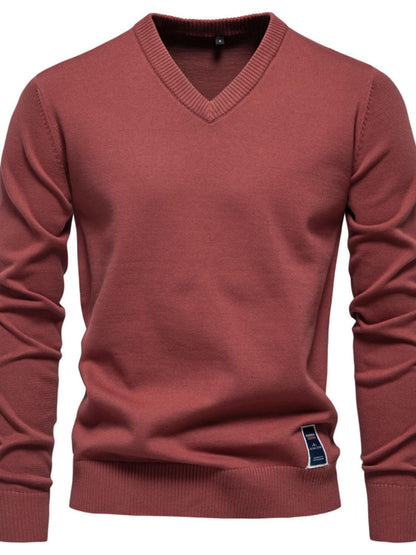 Men's Ribbed Hem V-Neck Long Sleeve Sweater Sweatshirts Luxurious Weddings