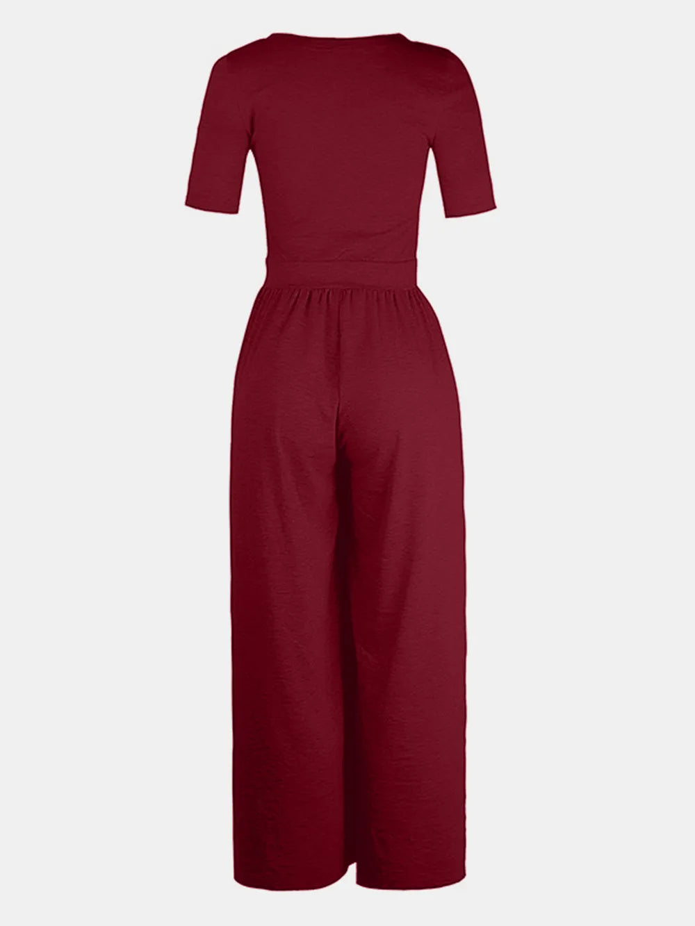 Scoop Neck Short Sleeve Jumpsuit Jumpsuit Luxurious Weddings
