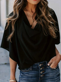 Full Size Ruched Three-Quarter Sleeve Blouse Plus Size Blouse Luxurious Weddings