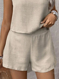 Round Neck Sleeveless Top and Shorts Set Matching Sets Luxurious Weddings