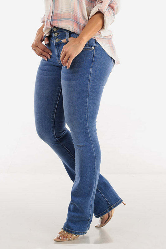 Bootcut High-Rise Buttoned Hip-Lift Jeans Jeans Luxurious Weddings