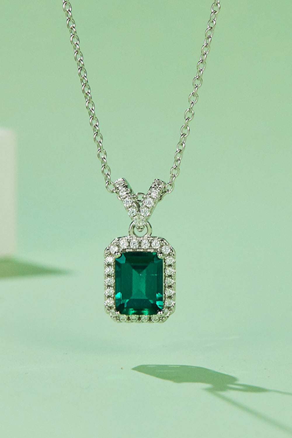 Adored 1.25 Carat Lab-Grown Emerald Pendant Necklace Necklace Luxurious Weddings