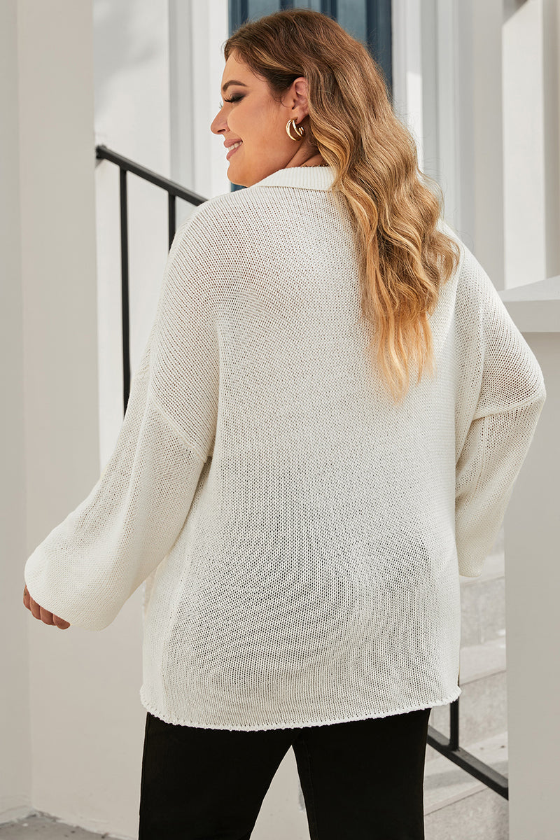 Plus Size Quarter-Button Collared Sweater Plus size Luxurious Weddings