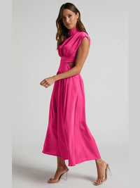 Cutout Mock Neck Sleeveless Ruched Dress Sleeveless dress Luxurious Weddings