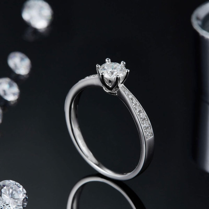 Moissanite 925 Sterling Silver Ring Jewelry Luxurious Weddings
