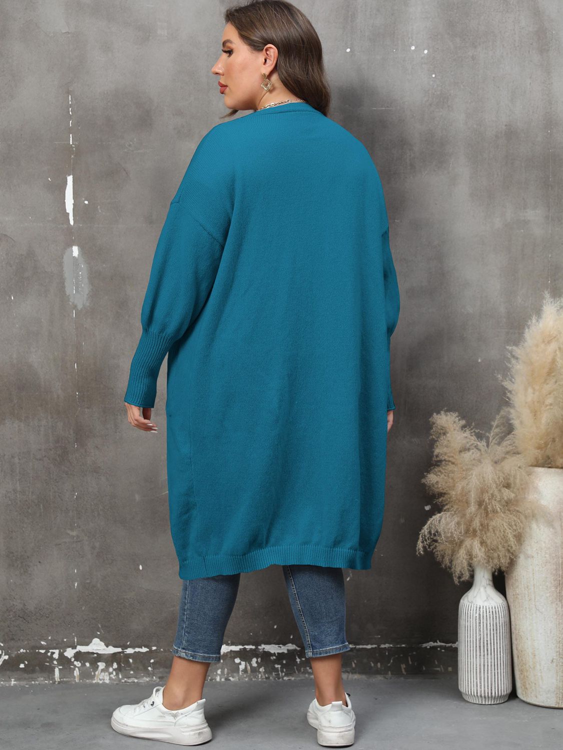 Plus Size Long Sleeve Pocketed Cardigan Plus size Luxurious Weddings