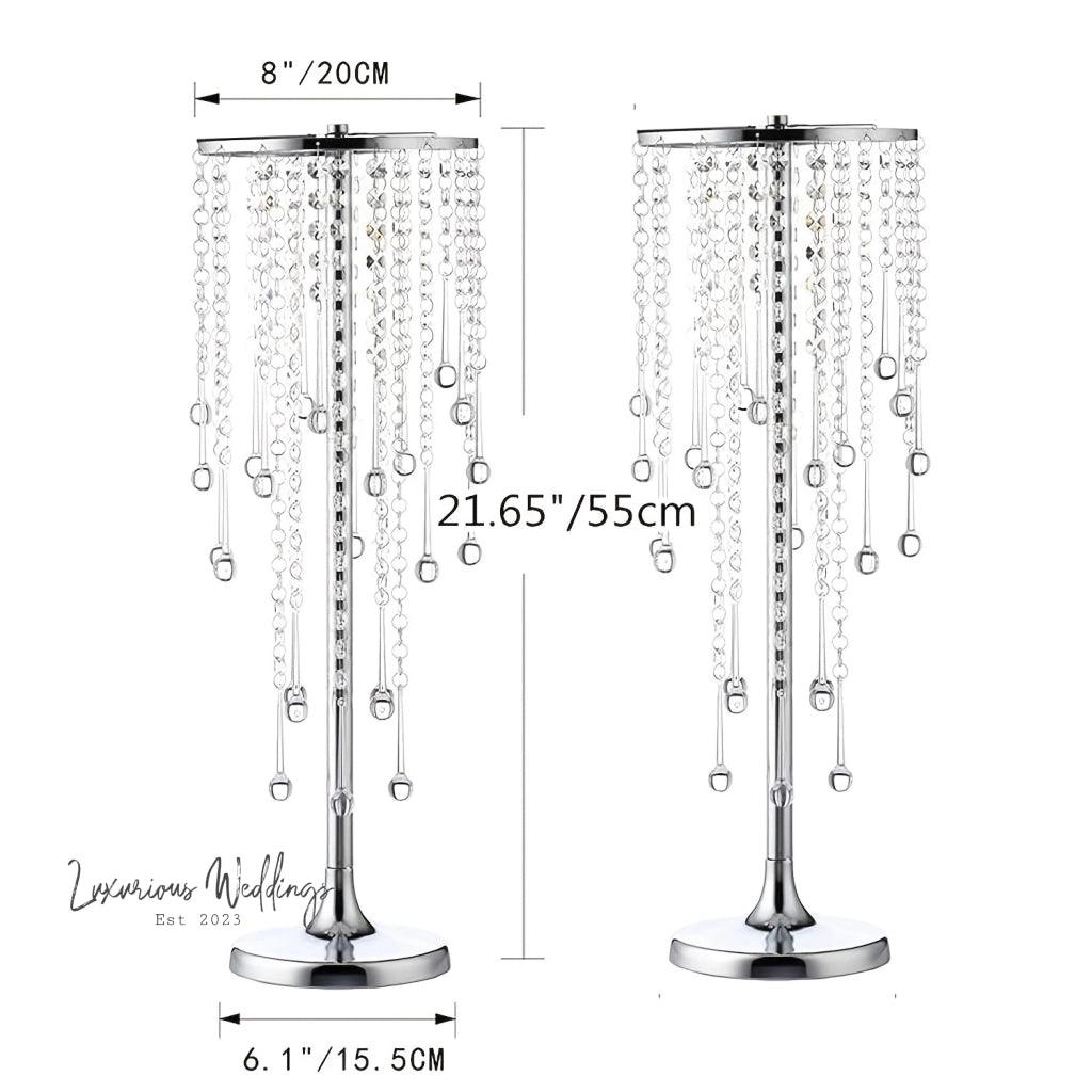 Flower Centerpieces for Wedding Tables - Elegant Metal Vases with Chandelier Crystal Beads centerpieces Luxurious Weddings