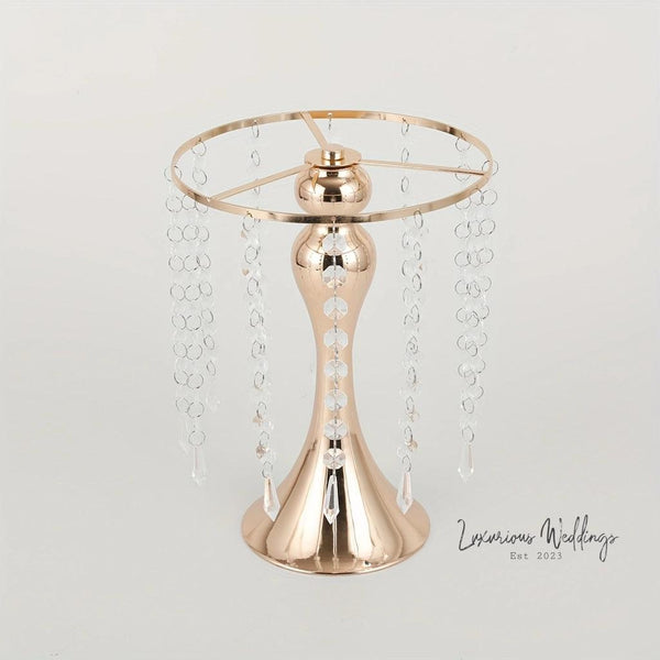 Golden Vase for Wedding Centerpieces - Crystal Flower Holder Stand Luxurious Weddings