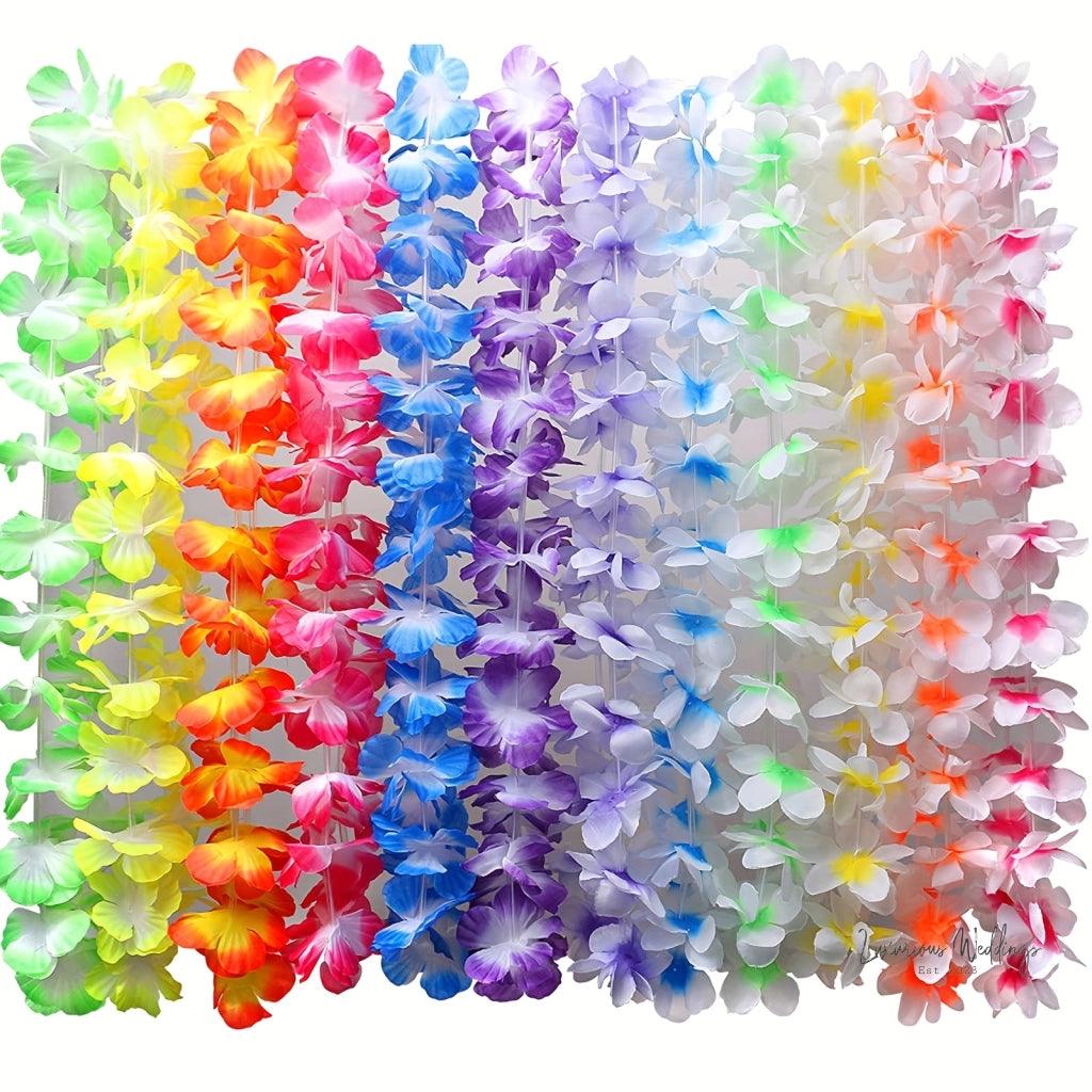 Hawaiian Luau Party Favors - 36pcs Tropical Flower Leis for Holidays & Events Wedding Decor Luxurious Weddings