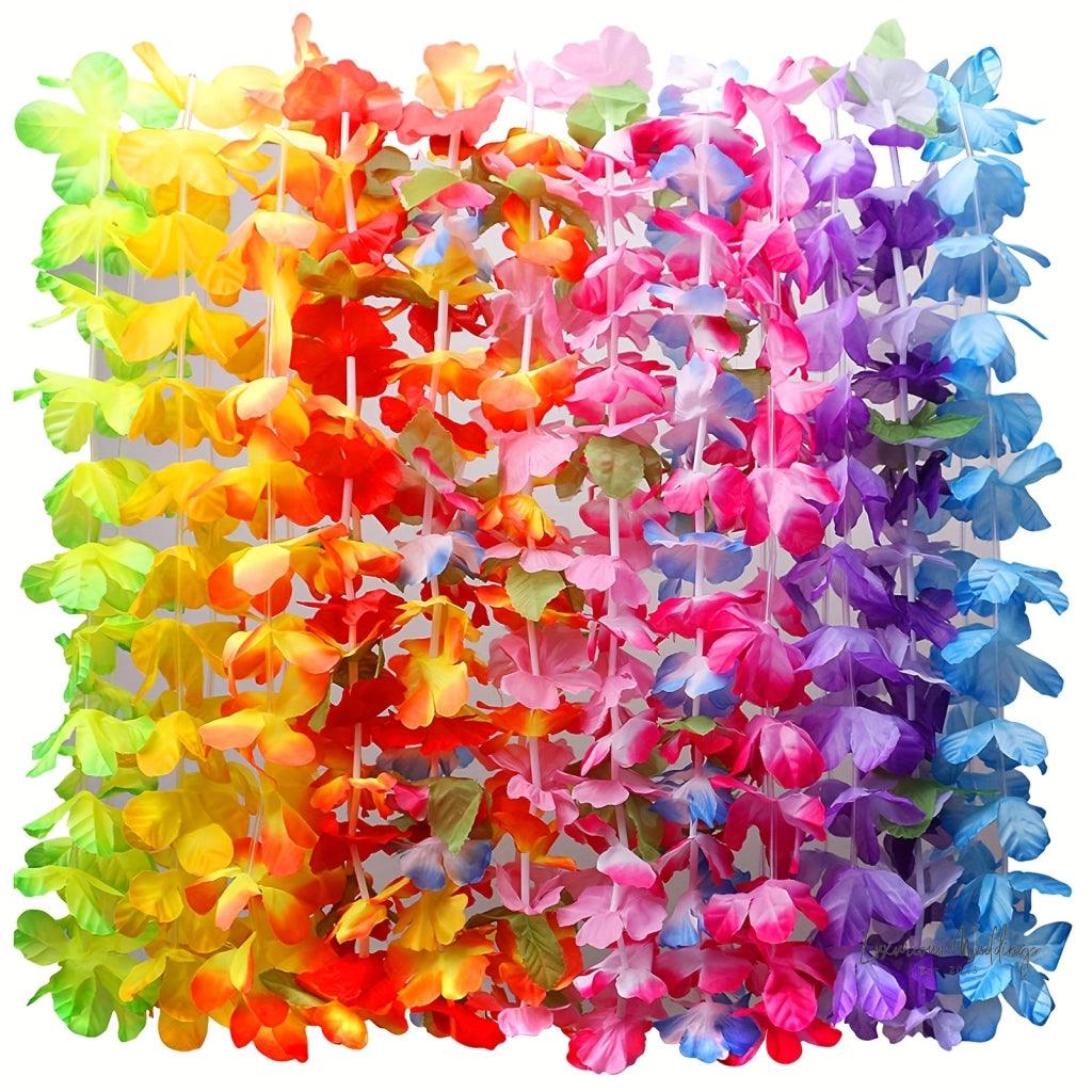 Hawaiian Luau Party Favors - 36pcs Tropical Flower Leis for Holidays & Events Wedding Decor Luxurious Weddings