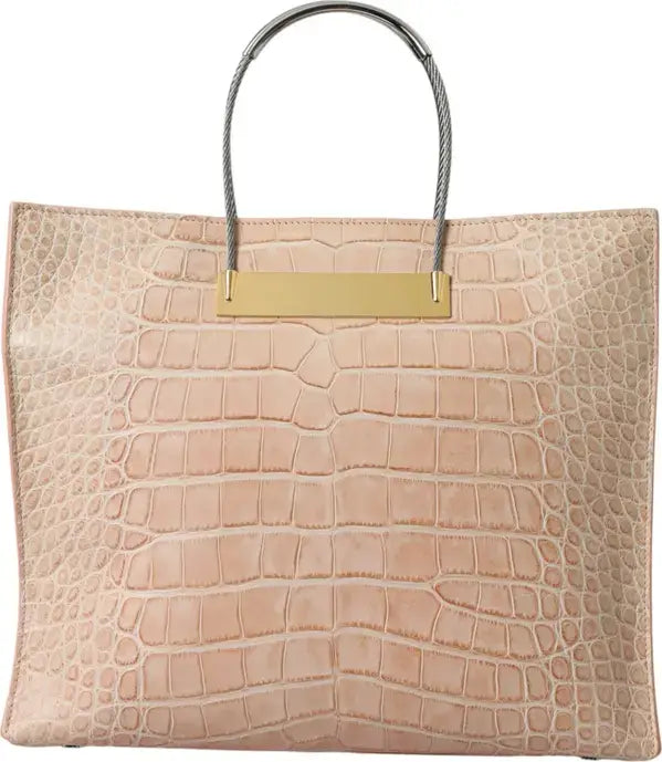 Balenciaga Pink Exotic Leather Embossed Cable Handle Shopper Tote Bag Handbag Luxurious Weddings