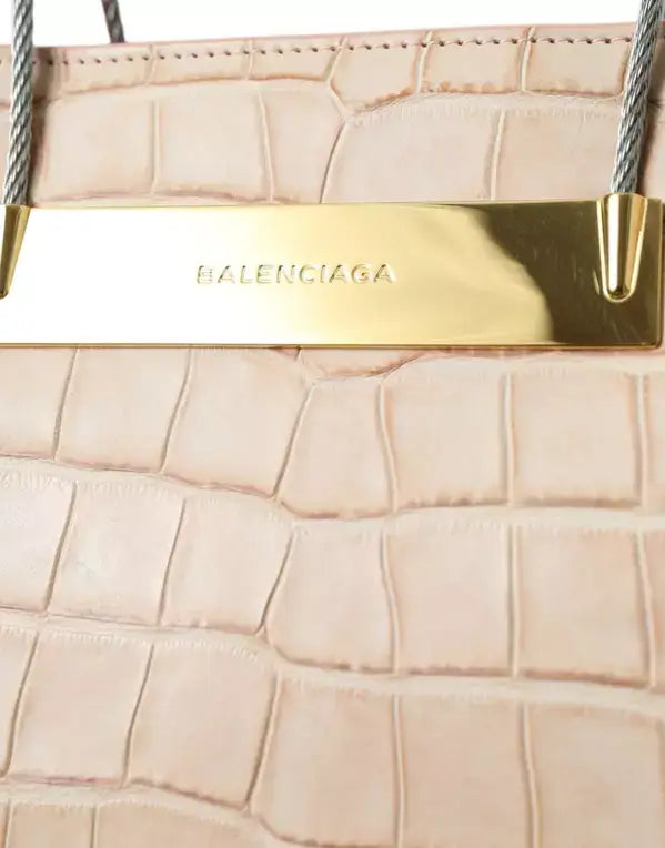 Balenciaga Pink Exotic Leather Embossed Cable Handle Shopper Tote Bag Handbag Luxurious Weddings