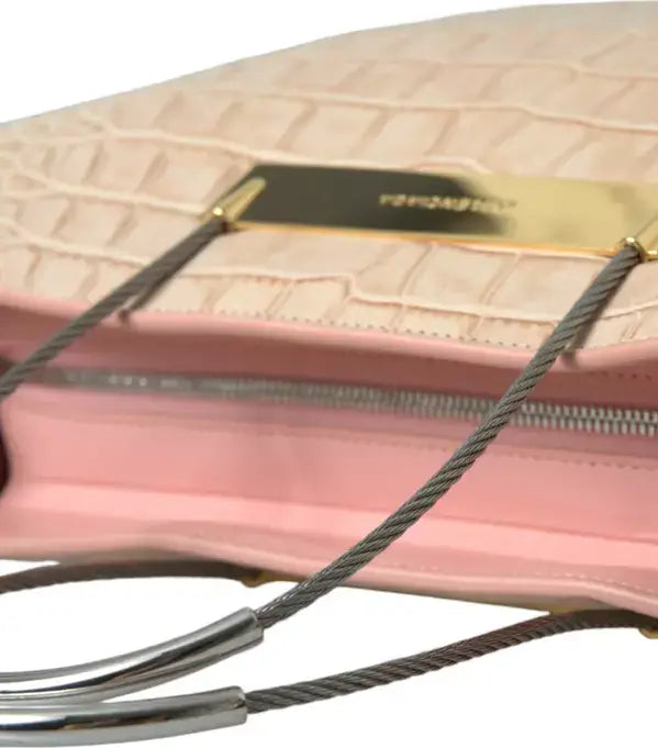 Balenciaga Pink Exotic Leather Embossed Cable Handle Shopper Tote Bag Handbag Luxurious Weddings