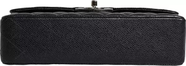 Chanel Black Caviar Medium Classic Double Flap Shoulder Quilted Silver Bag clutch bag Luxurious Weddings