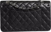 Chanel Black Caviar Medium Classic Double Flap Shoulder Quilted Silver Bag clutch bag Luxurious Weddings